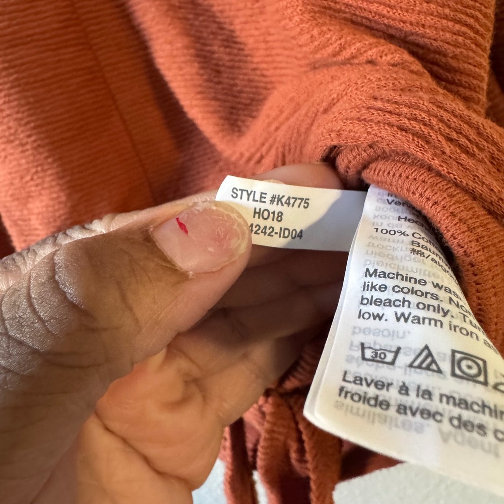 Madewell Texture Thread Rust‎ Orange Long Sleeve Tie Front V Neck Sweater XS - Picture 4 of 8